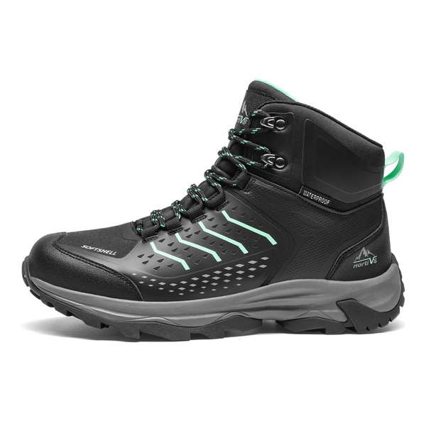 Women's Waterproof Winter Hiking Boots - BLACK-CYAN - 2